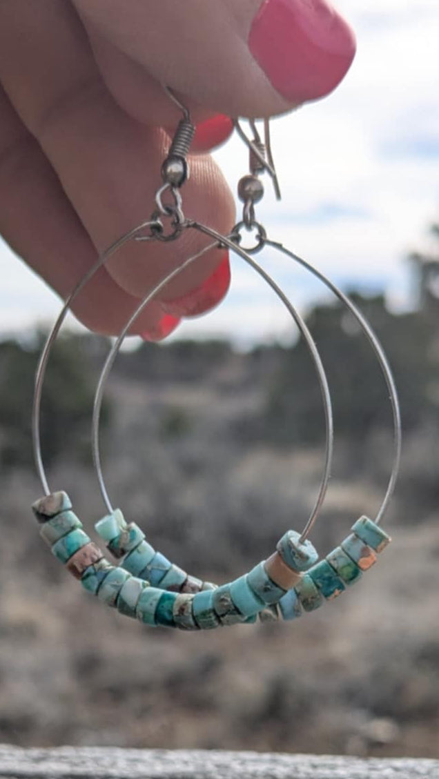 African Turquoise Hoop Earrings