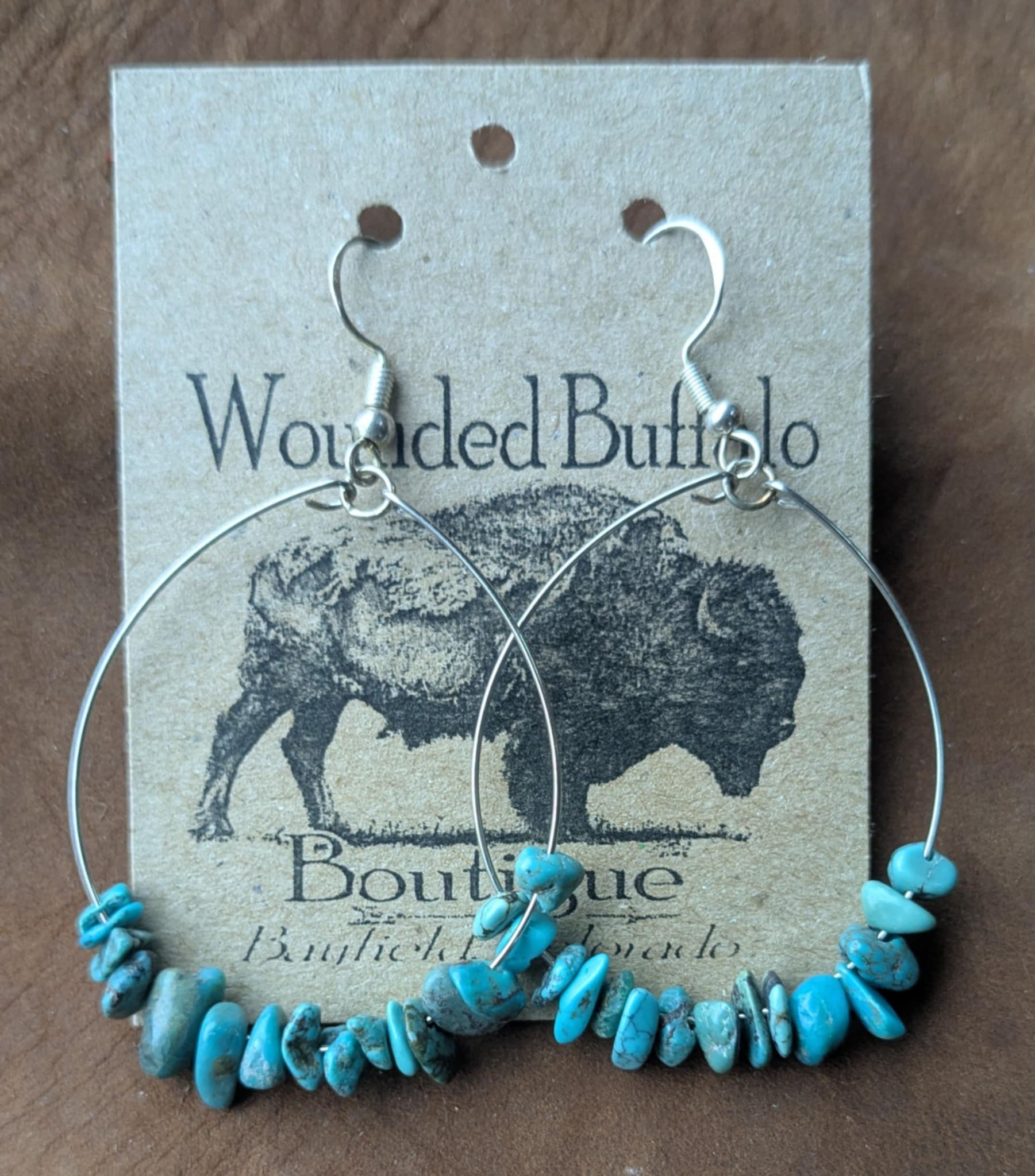 Turquoise Chip Hoop Earrings