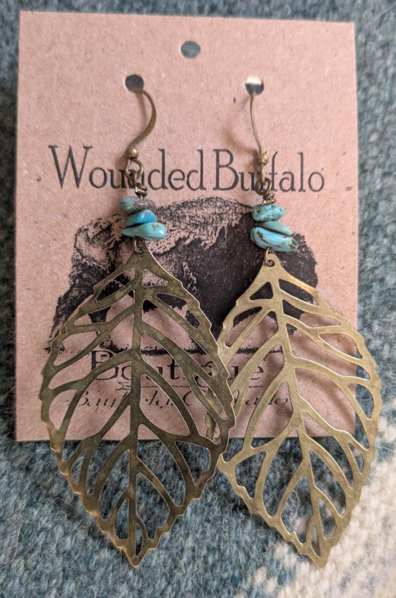 Bronze Leaf with Turquoise Chips