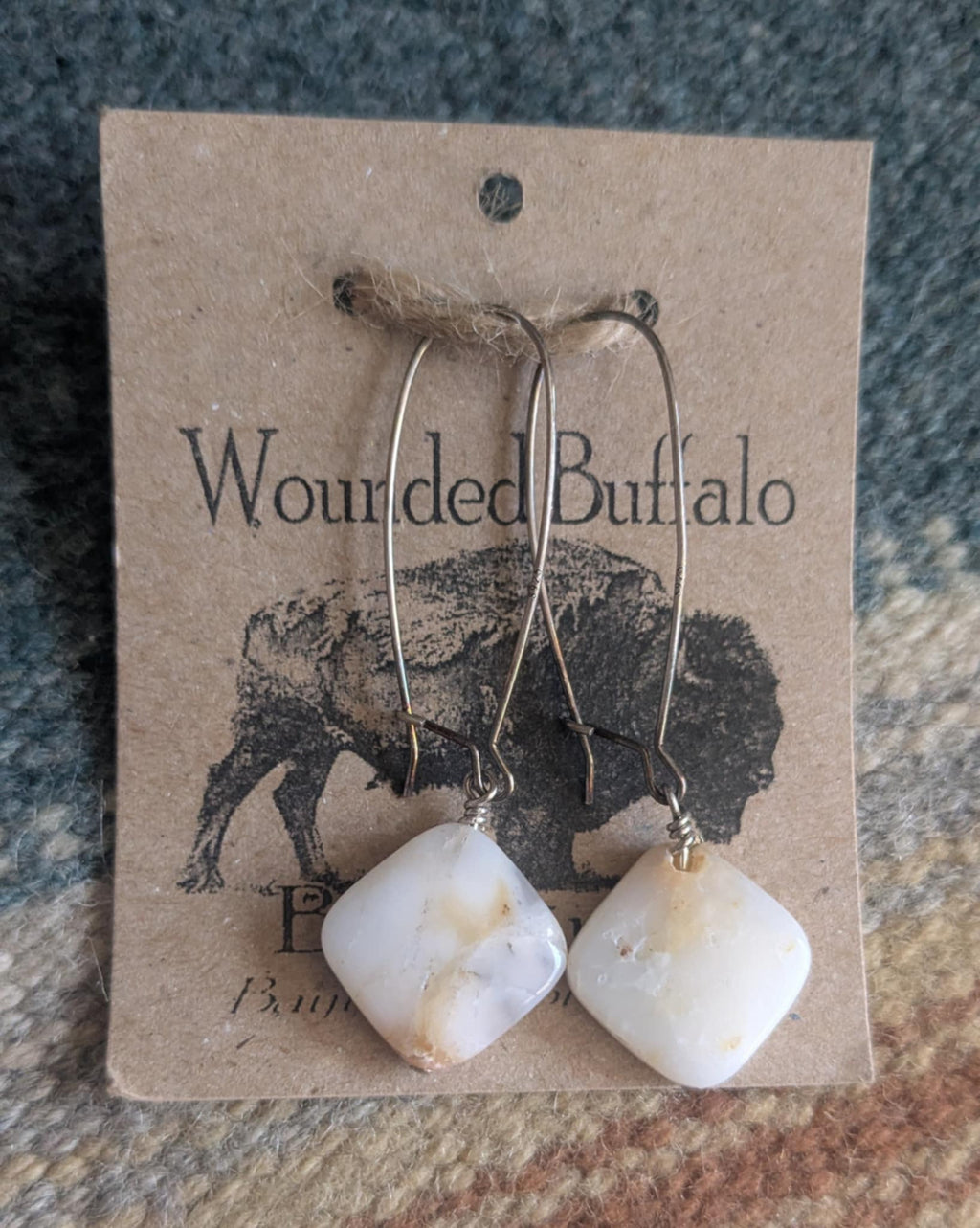 White Agate Drop Earrings