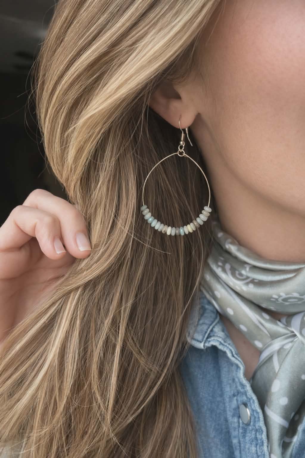 Amazonite Rondelle Hoop Earrings