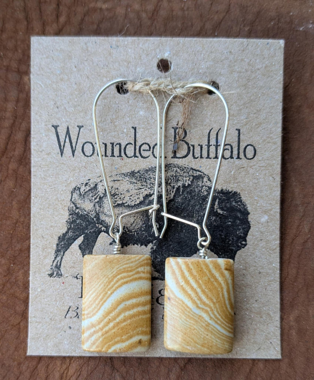 Yellow Jasper with Natural Cream Bandinge Drop Earrings