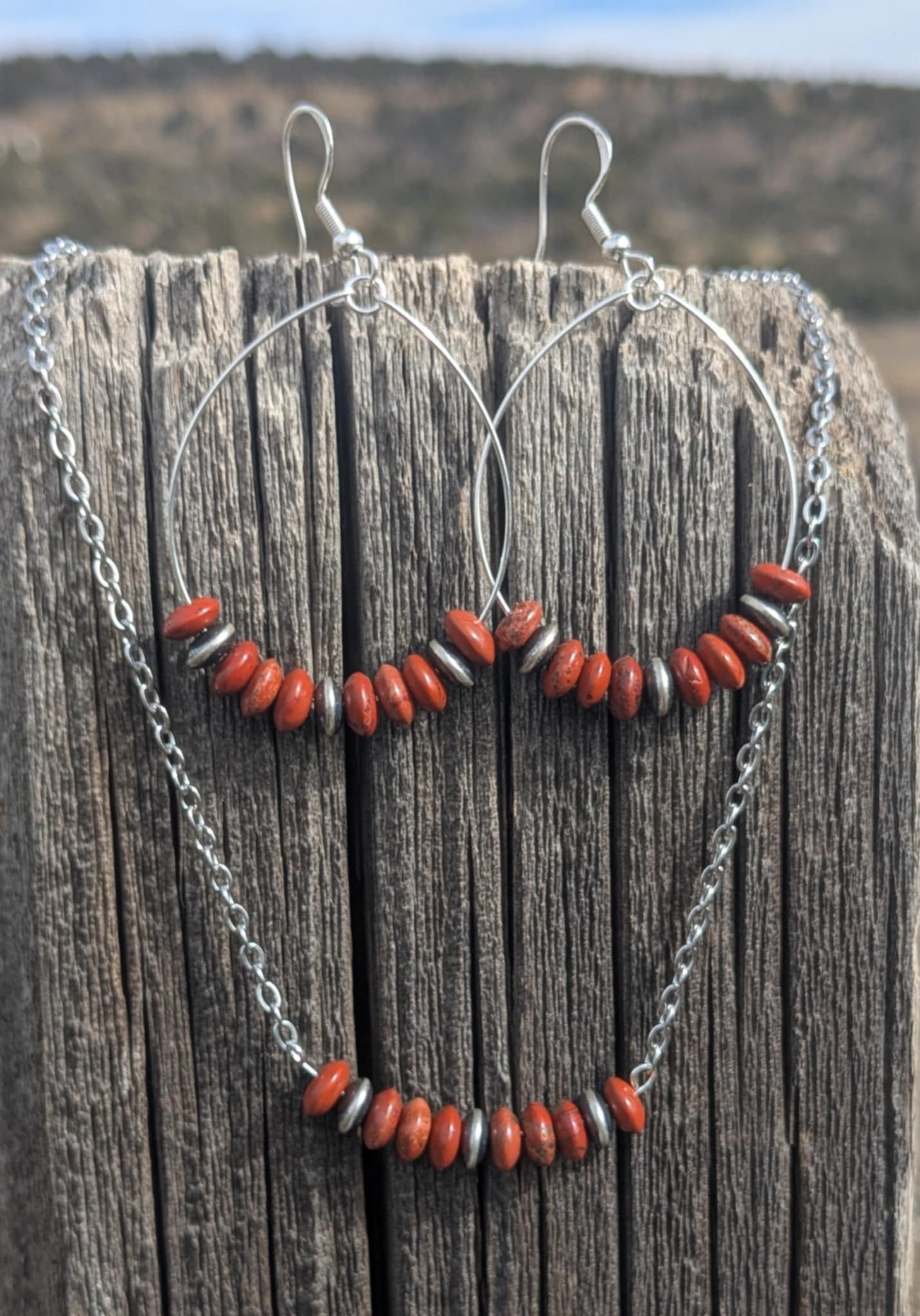Red River Jasper and Navajo Pearls Set