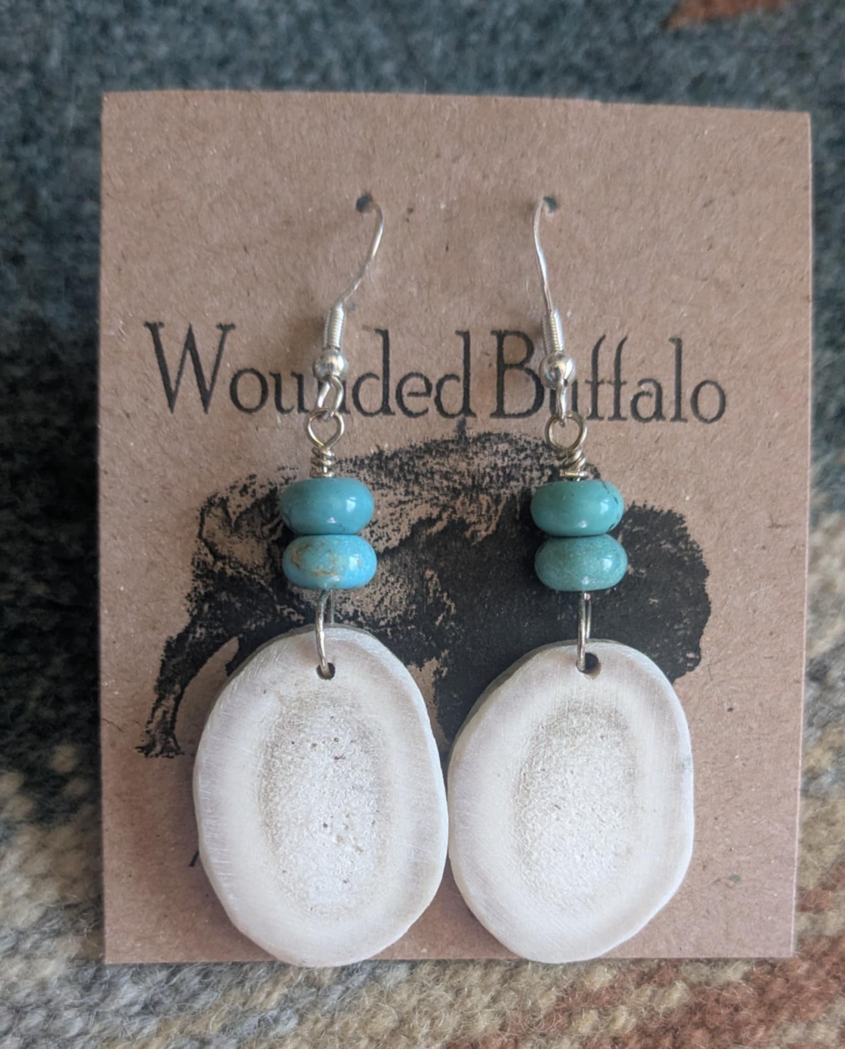 Turquoise Rondelle Antler Earrings