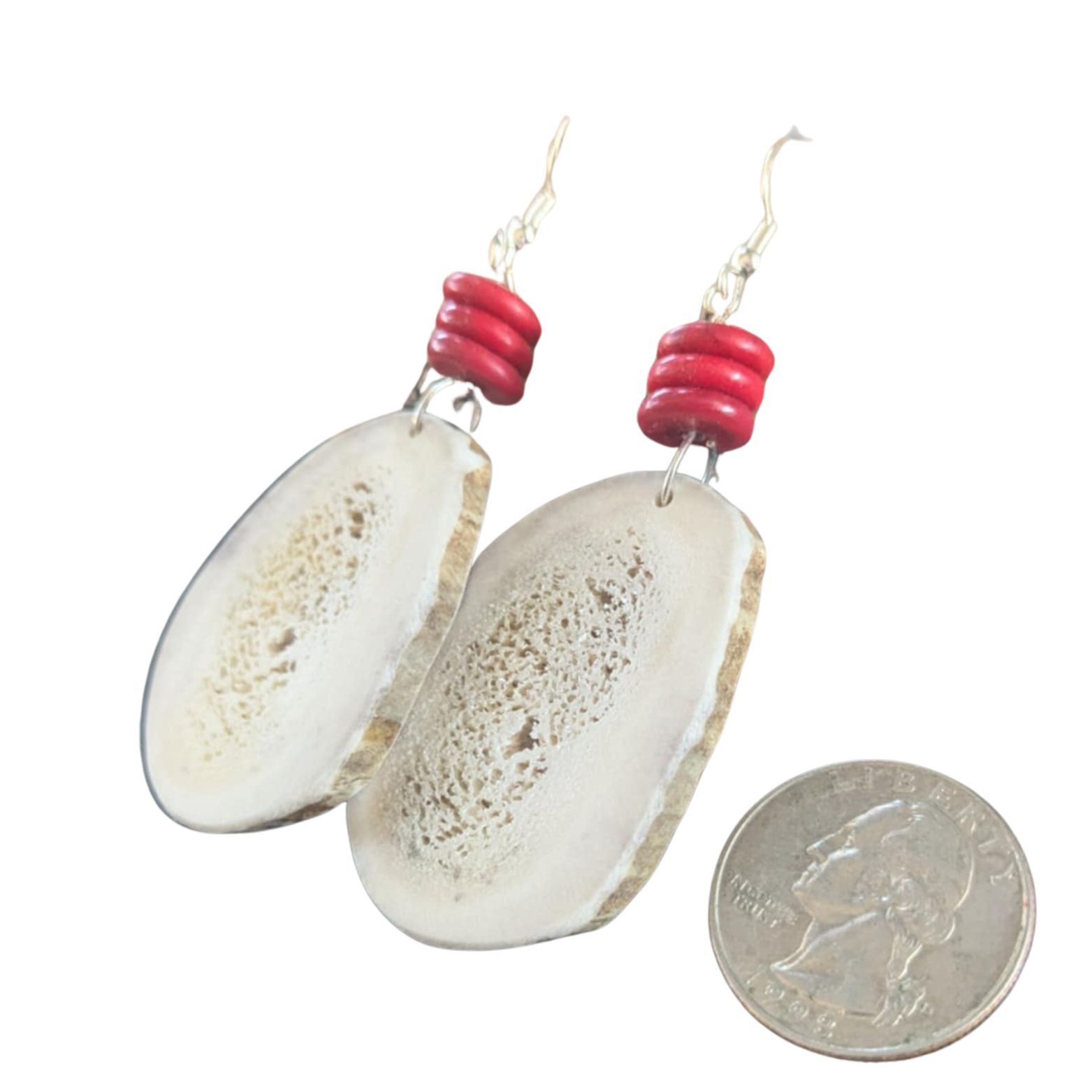 Antler Slab Earrings with Red Howlite