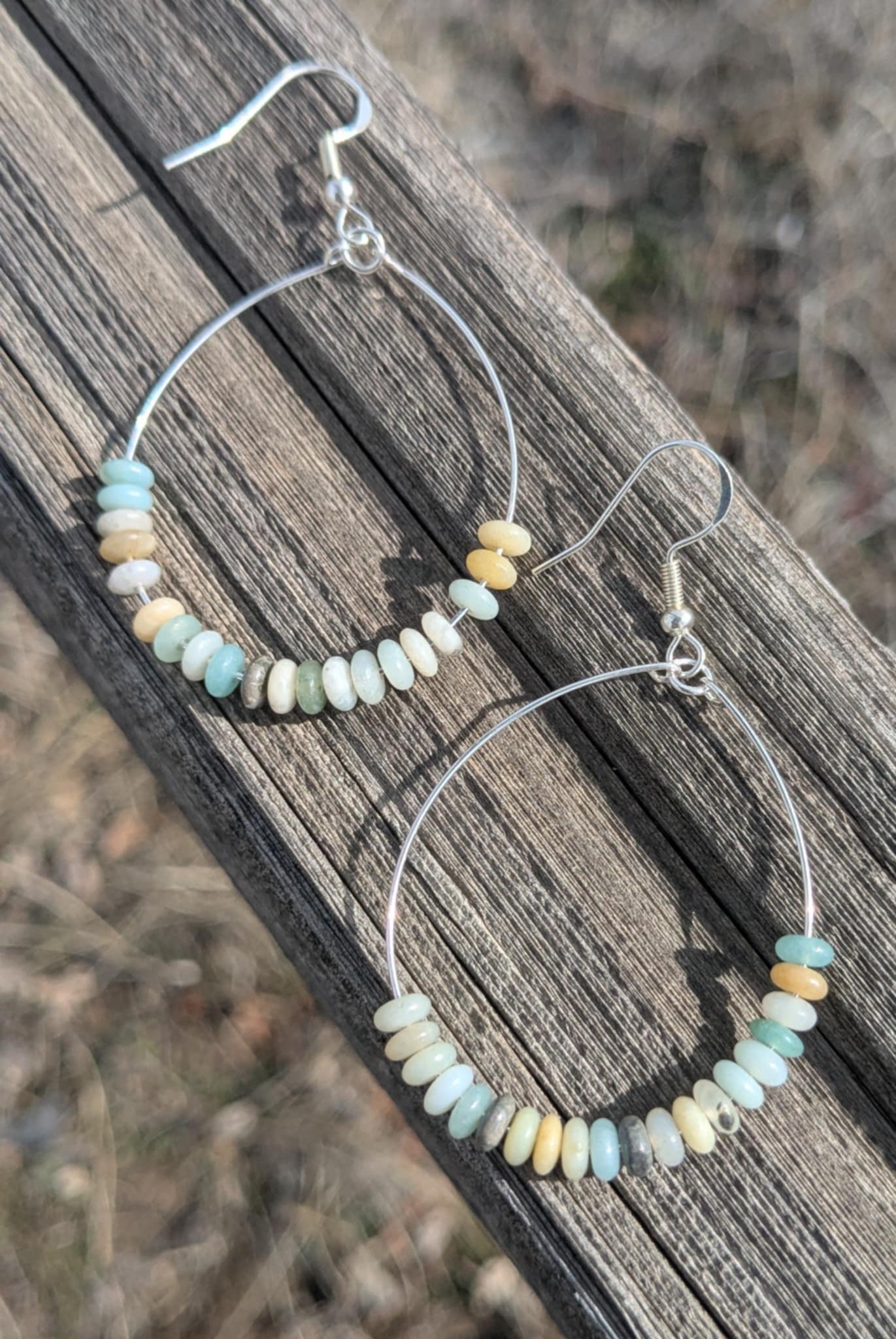 Amazonite Rondelle Hoop Earrings
