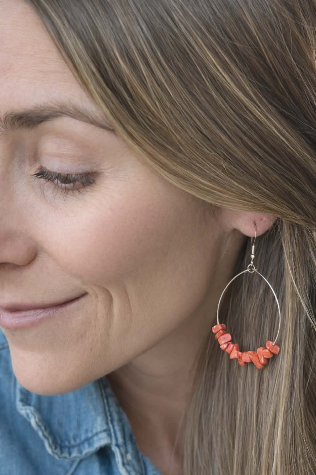 Red Jasper Hoop Earrings