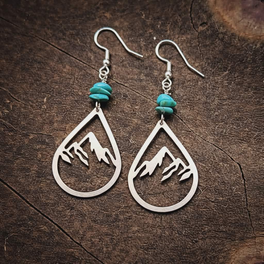 Turquoise Chip Mountain Earrings