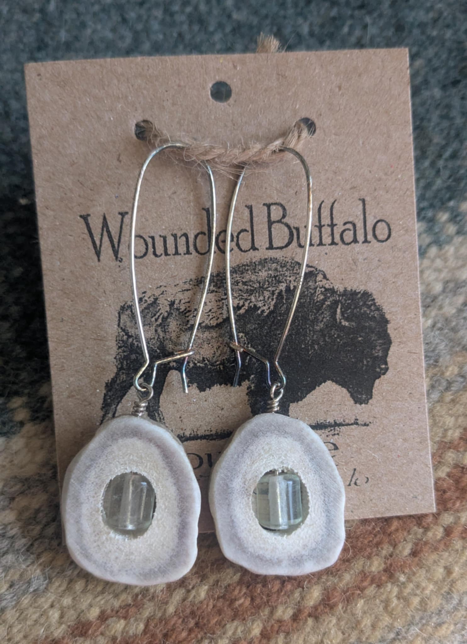 Antler and Pale Green Florite Earrings