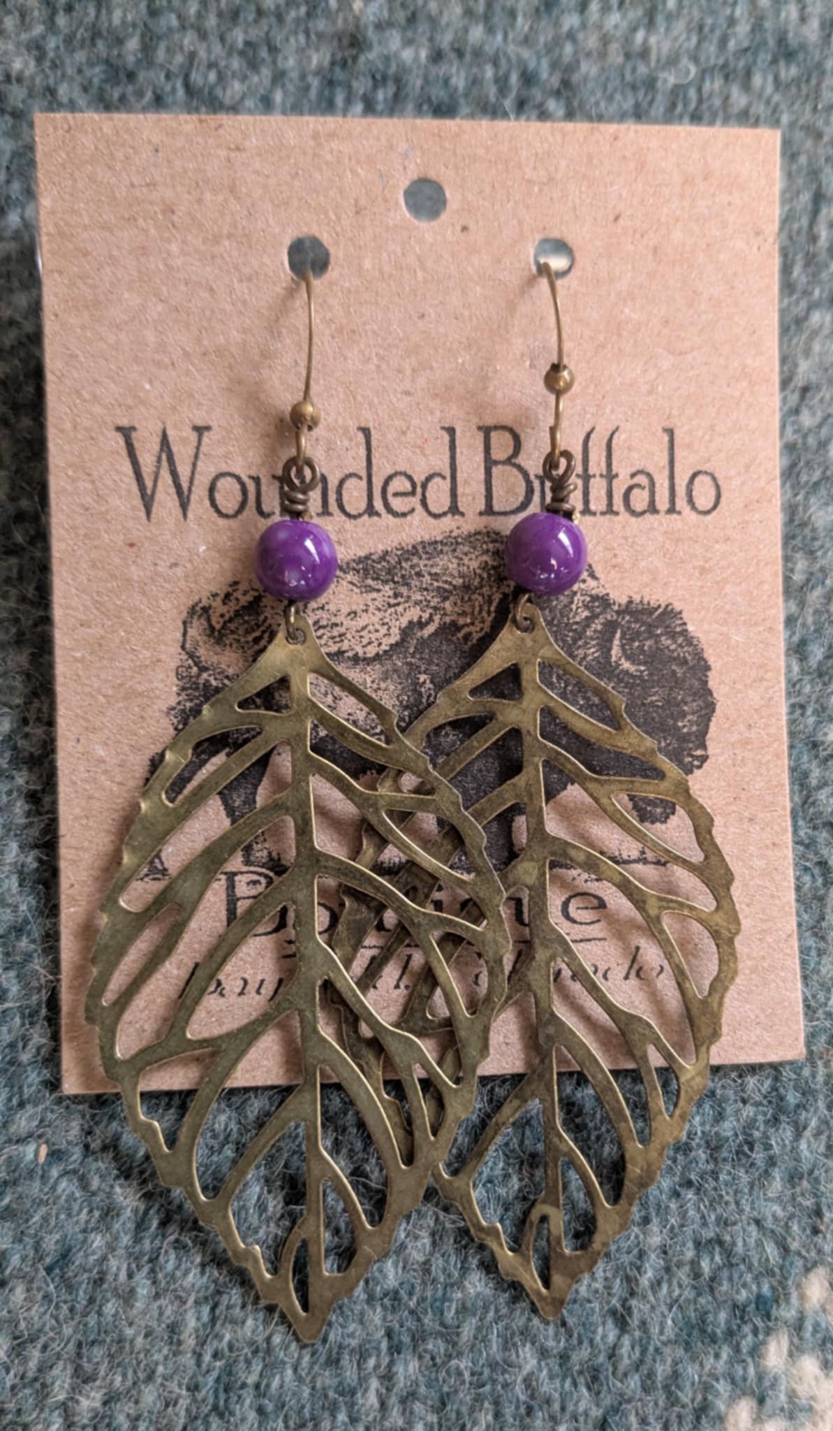 Bronze Leaf with Purple Glass