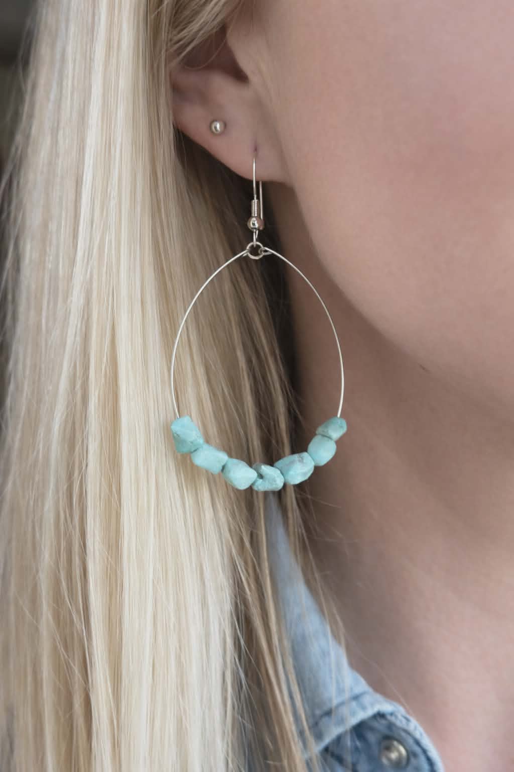 Light Turquoise Hoop Earrings