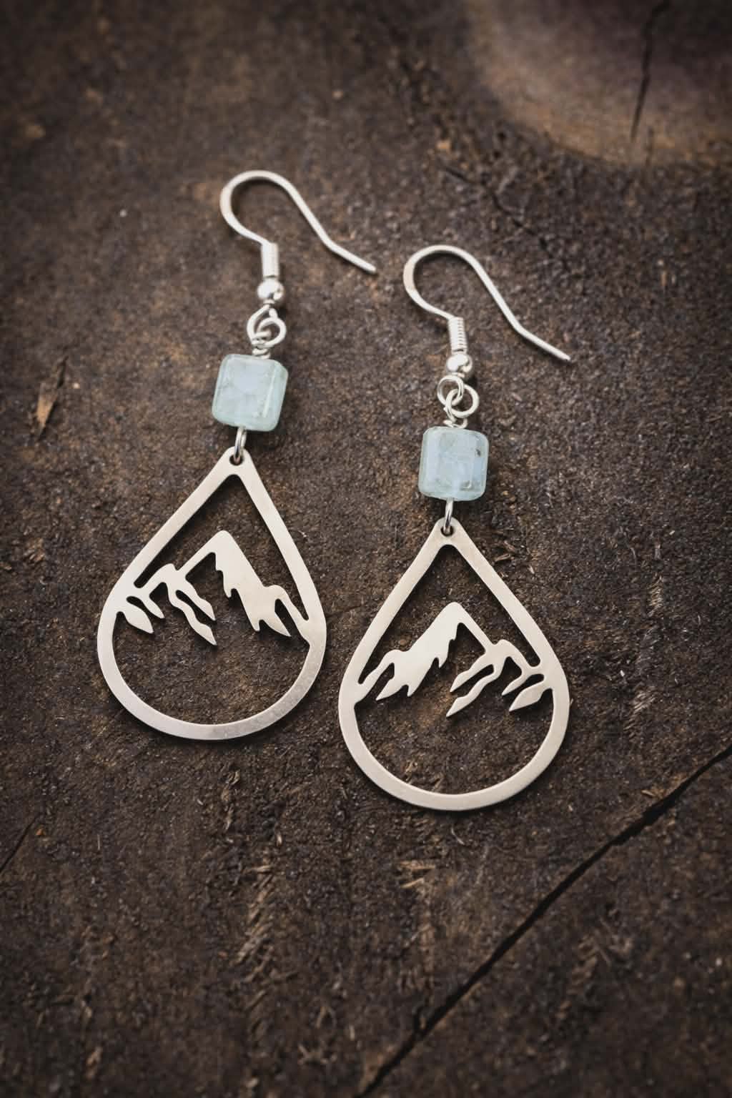 Green Florite Mountain Earrings