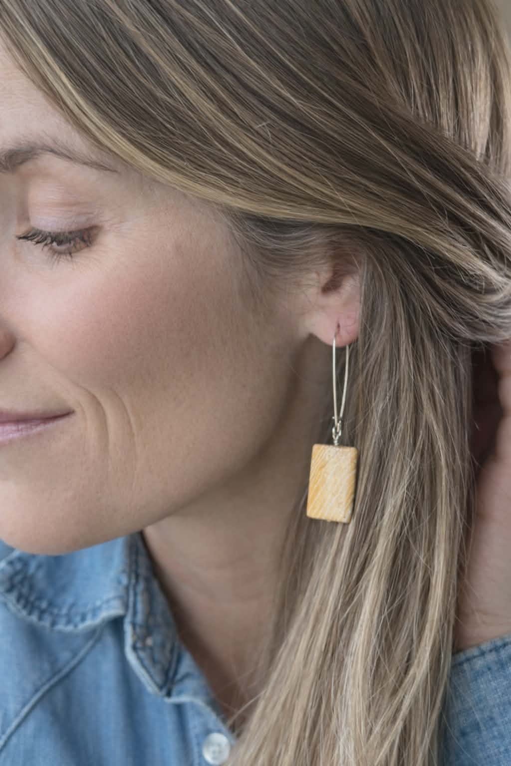 Yellow Jasper with Natural Cream Bandinge Drop Earrings