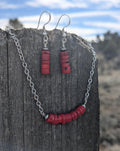 Red Coral Earrings and Necklace Set