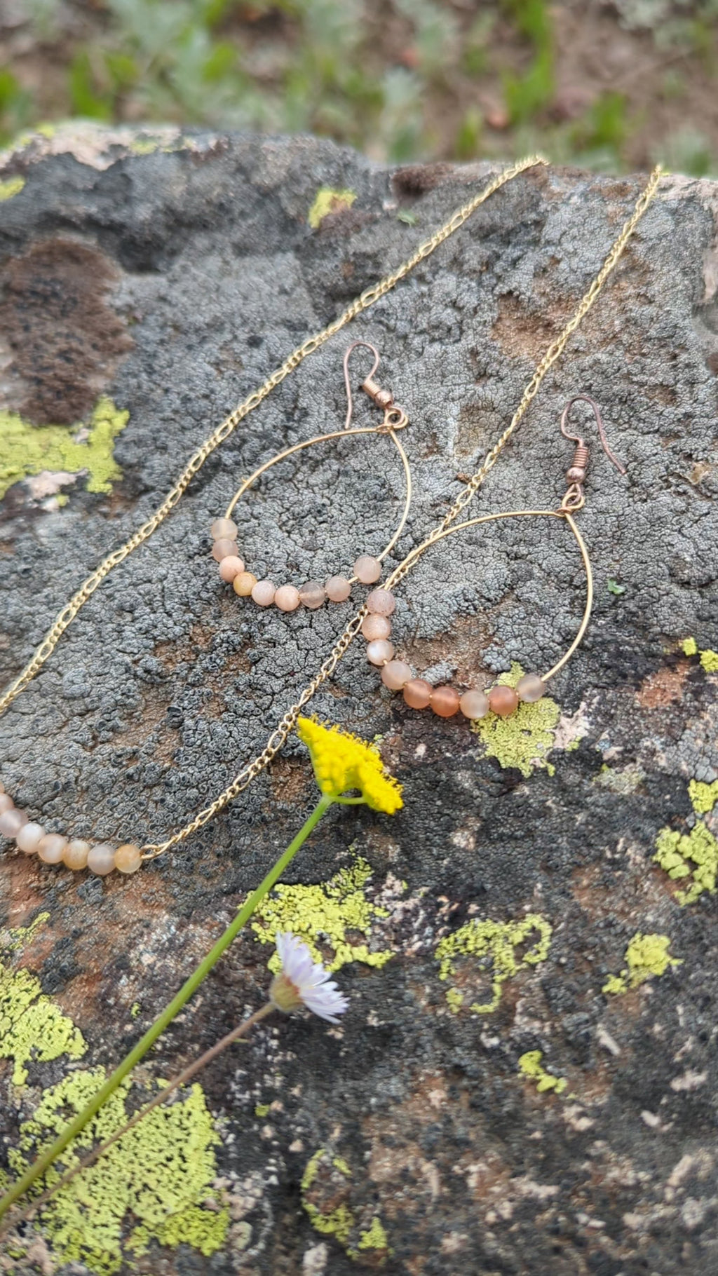 Rose Quartz Earrings and Necklace Set