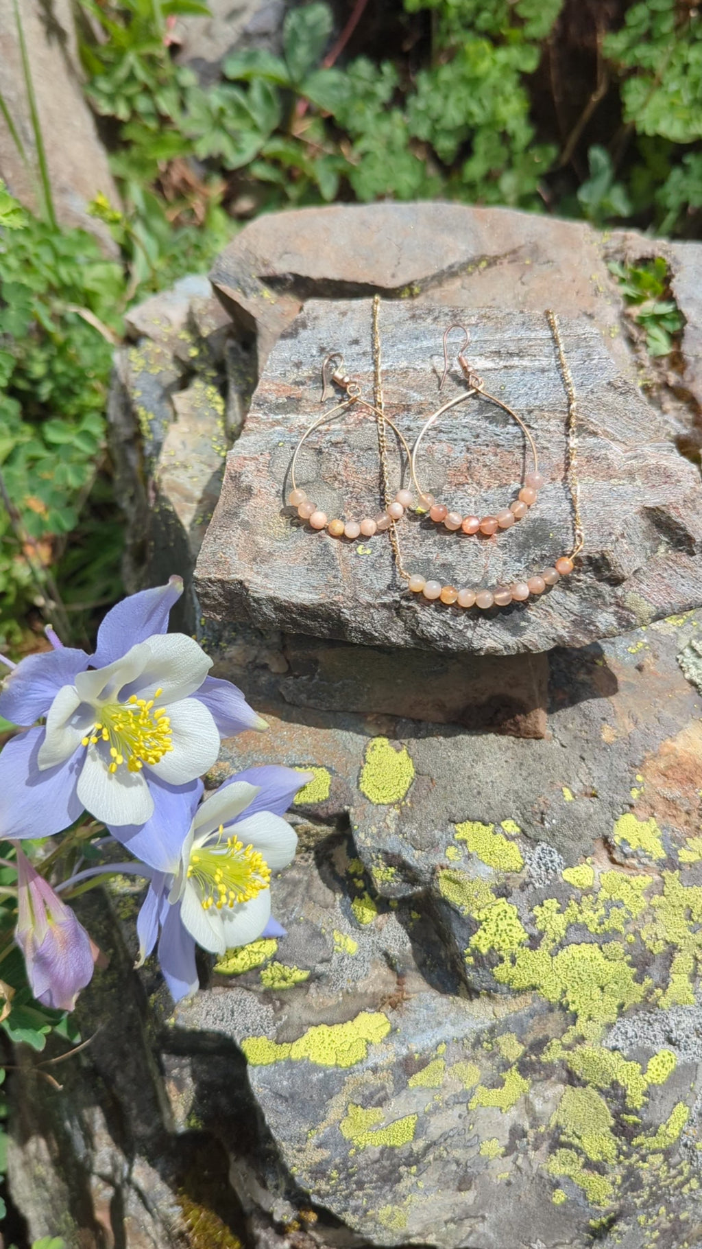 Rose Quartz Earrings and Necklace Set