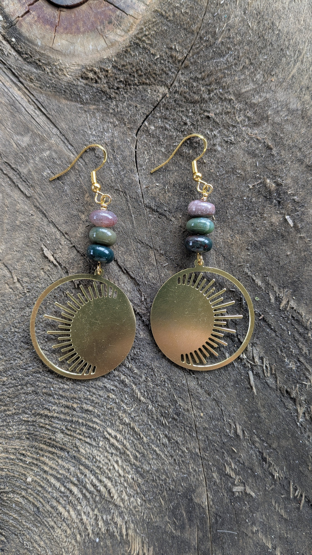 Indian Agate Sunburst Earrings