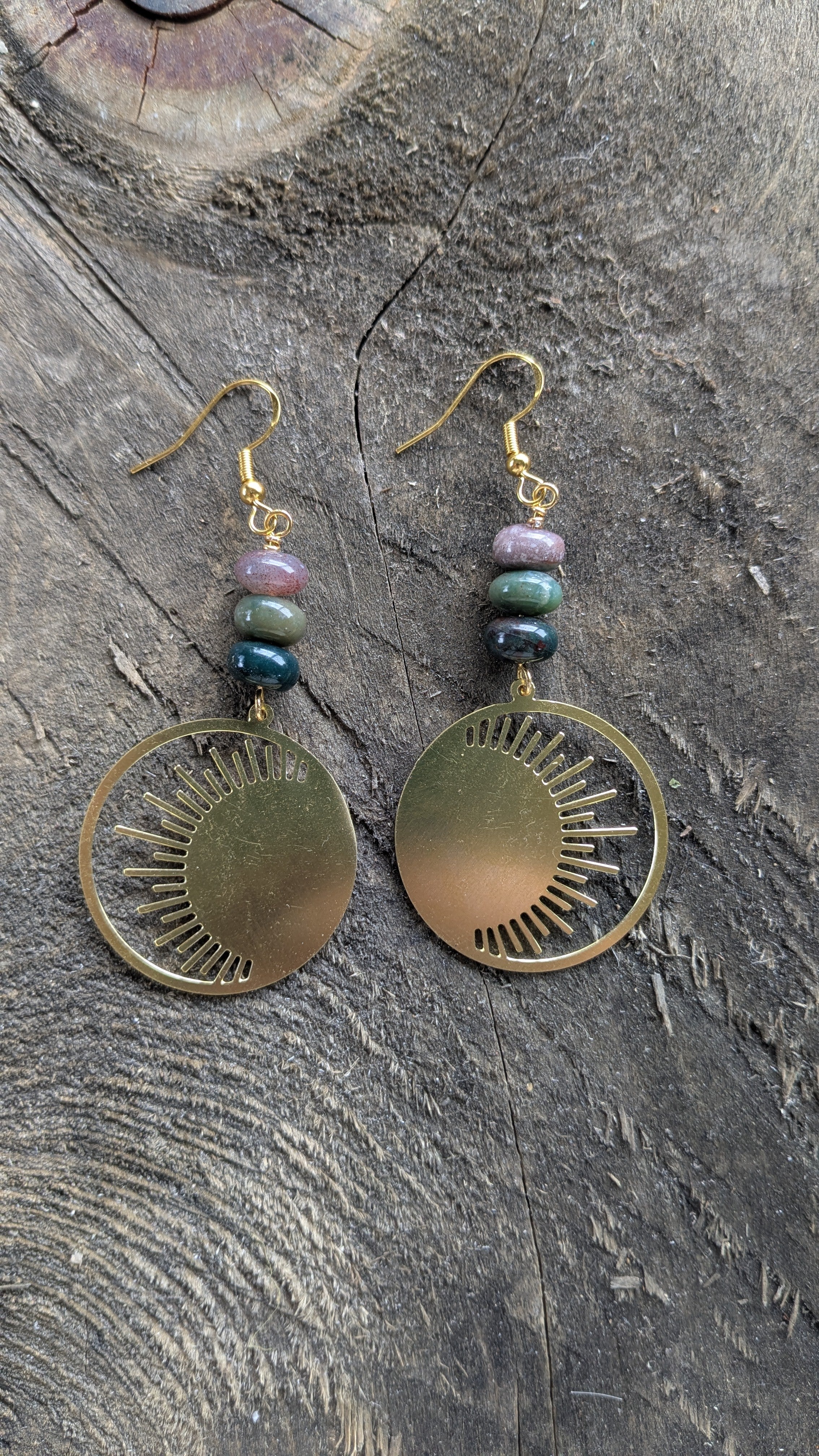 Indian Agate Sunburst Earrings