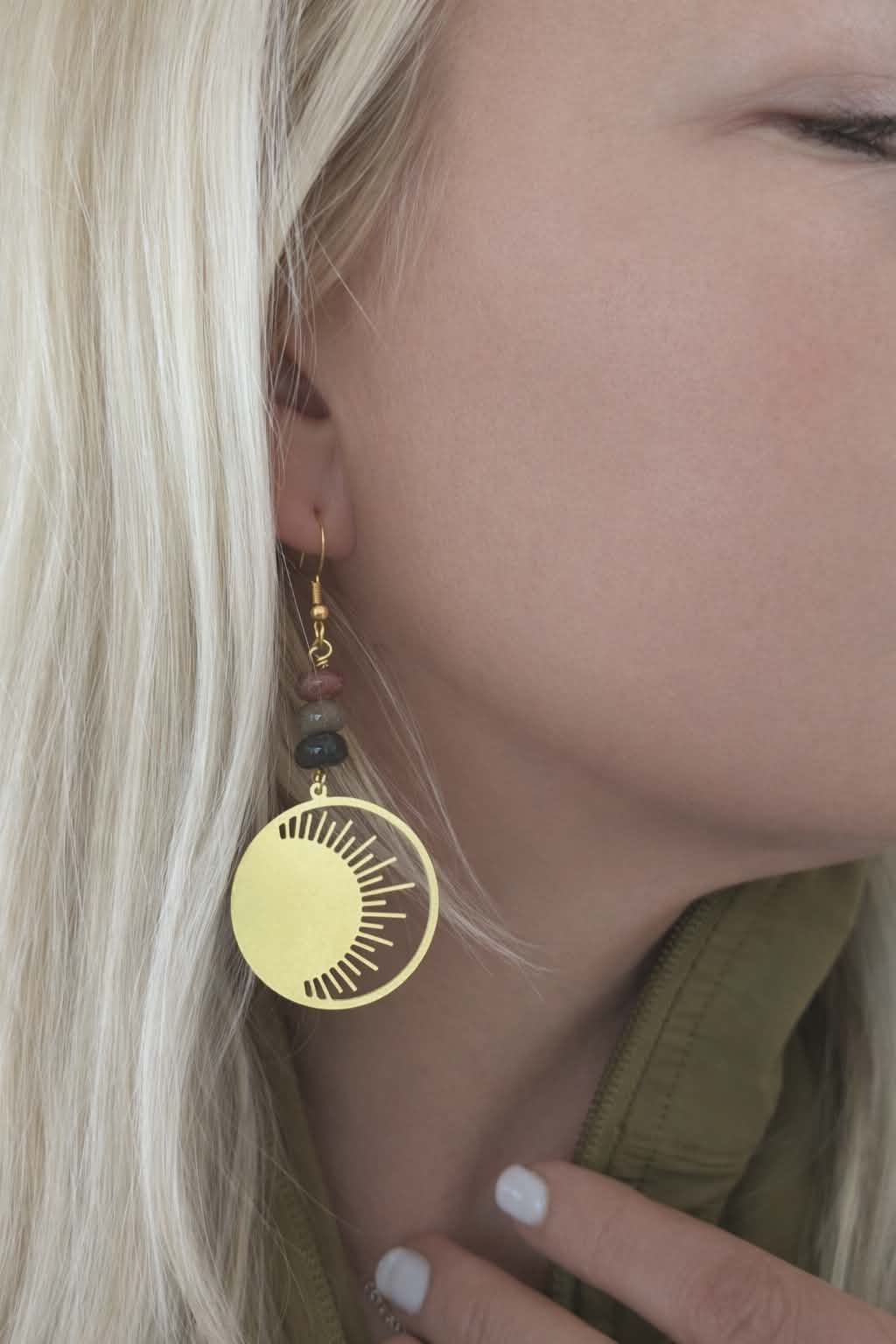 Indian Agate Sunburst Earrings